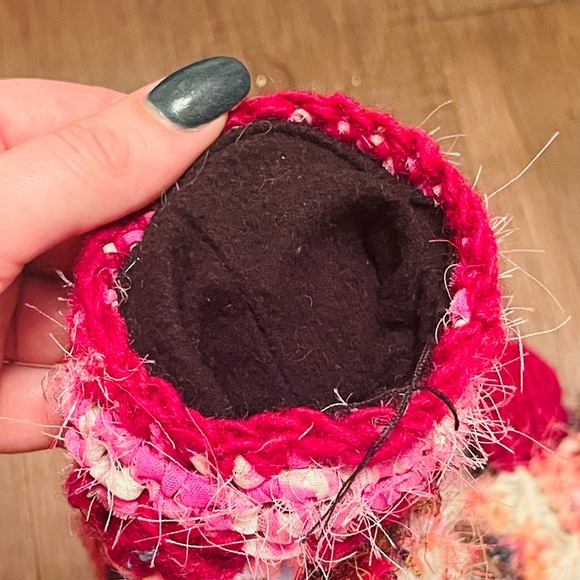 Boho Silk and Fabric Crocheted Fleece Mittens - Picture 5 of 8